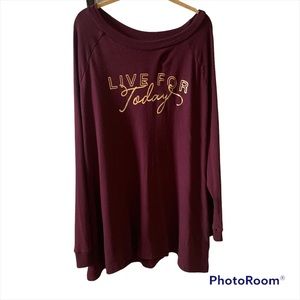 Lane Bryant Women's Sweater Plus Purple Pullover Live for Today gold Size 26/28